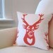Eco Friendly Antlers PILLOW Cover - Orange White Throw Pillow Sham - Woodland Accent Cushion in Tangerine White Deer - Rustic Home Decor