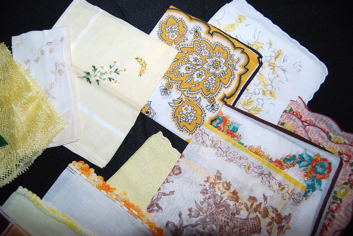 Vintage Hankies Sunshine Heirloom Bouquet