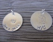 Hand stamped charm 3/4 inch tasty tag sterling silver ONE custom charm