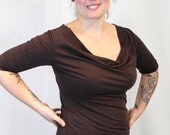 simple cowl half sleeve-XL-CHOCOLATE