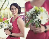 tiny red floral bridesmaid dresses- vintage inspired fitted sleeveless dress