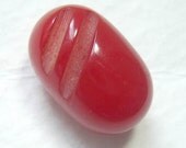 SALE Vintage Bakelite Button - Carved Cherry Red Bakelite Jelly Bean Button
