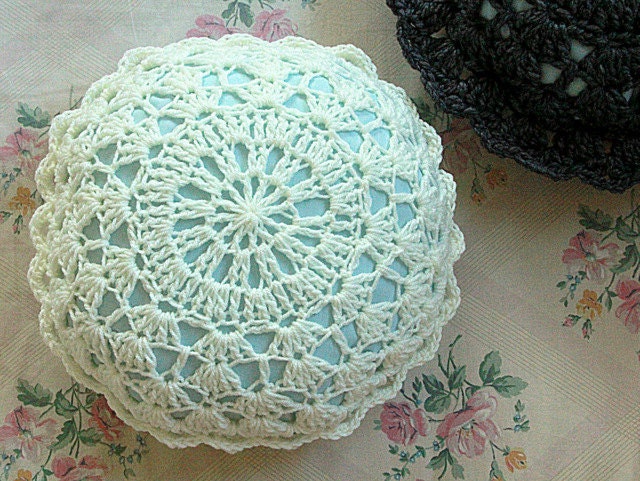 Lacy crochet doily pillow / stylish addition to your home