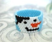 Peyote Ring Snowman - size 4, 5, 6, 7, 8, 9, 10, 11, 12, 13 Beaded Band Seed Bead