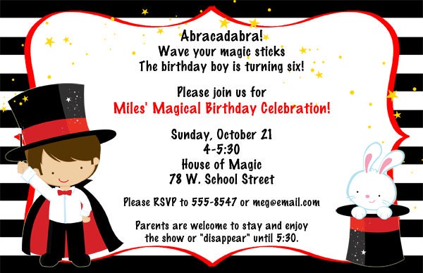 Boys Magic Birthday Party Invitations Il_570xn