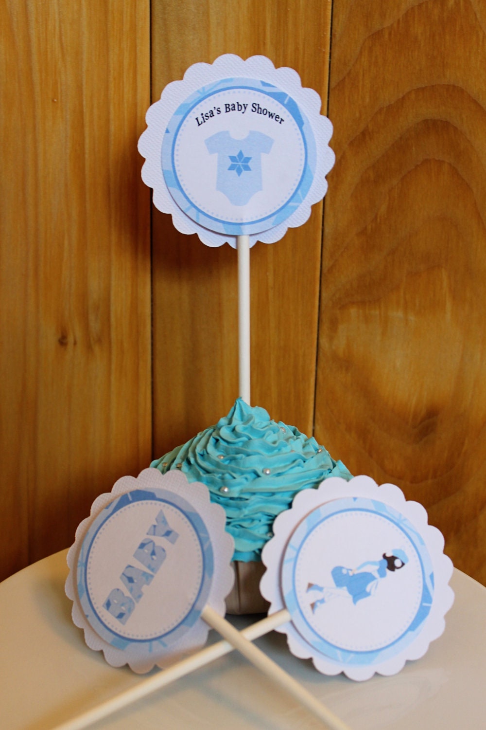 Blue Winter Mommy to Be Baby Shower Cupcake Toppers Il_570xn