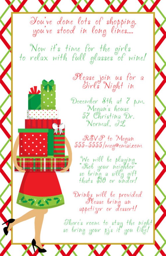 Girls Night Shopping Christmas Party Invitations Il_570xn
