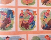 Vintage Book, Reading Book, Reading How To, Stories in Pictures, 1950s Reading Instruction, Illustrated Picture Textbook