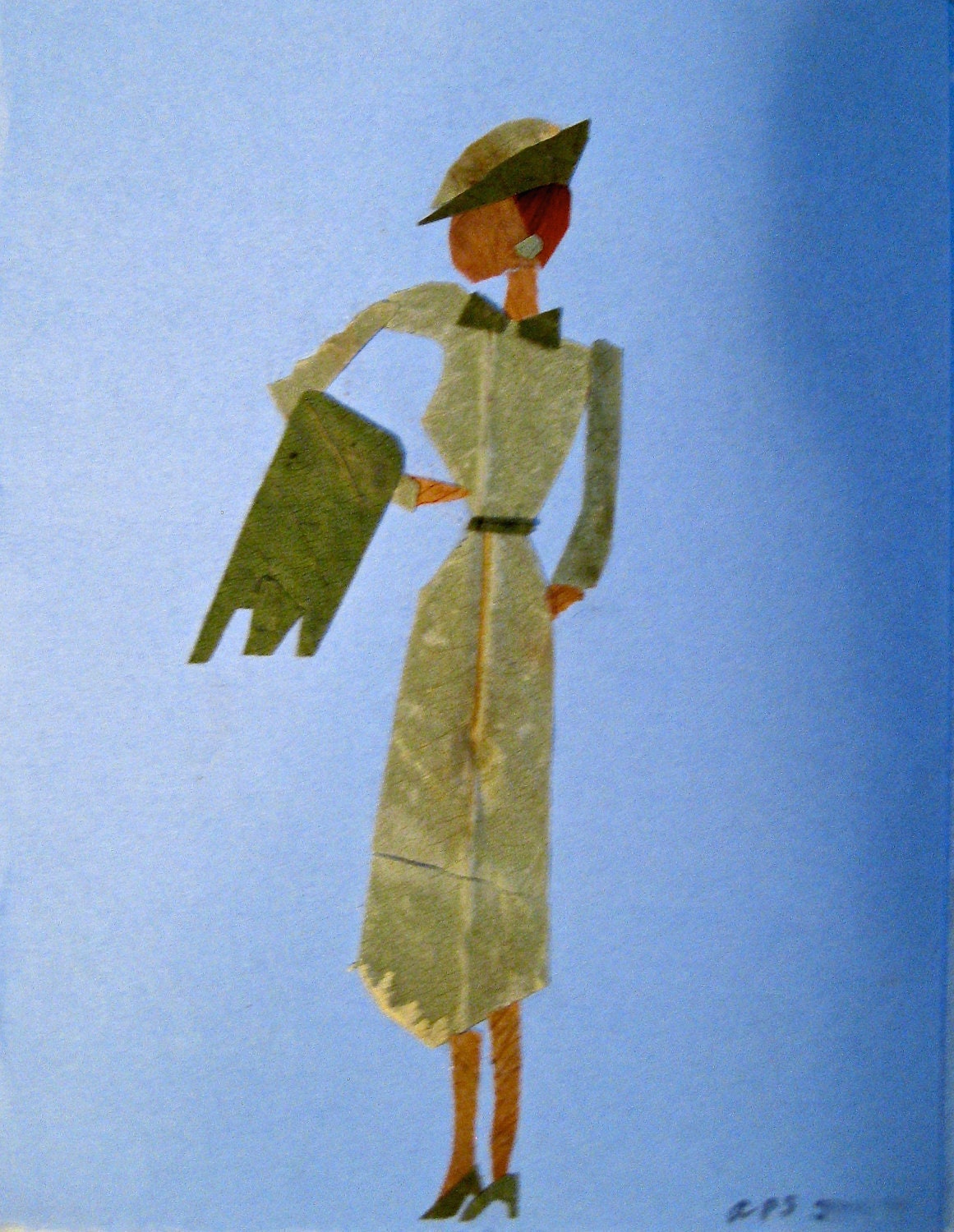 Handmade art greeting card. Retro fashion inspired. Blank inside for your own message.