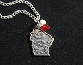 Wisconsin Badgers Sterling Silver Map Charm Pendant