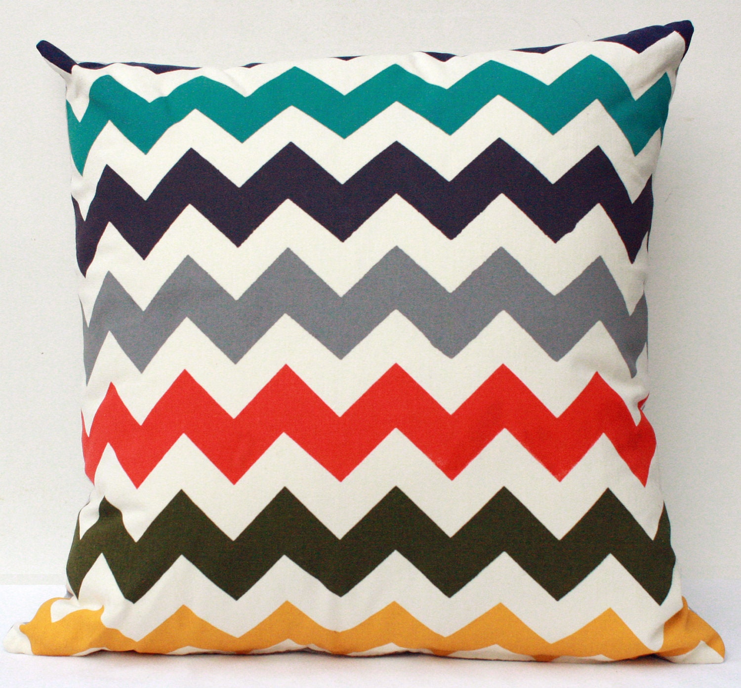 Chevron Weasley - chevron striped organic hand screenprinted pillow, 20 x 20