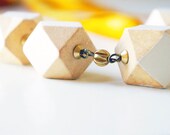 Geometric Beaded Silk Ribbon Necklace in Mustard & White.