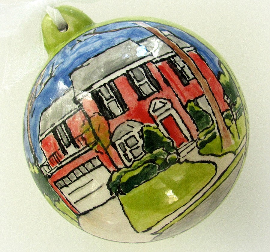 Custom home portrait ornament- housewarming, hostess gift, personalized keepsake from your photo by Cathie Carlson