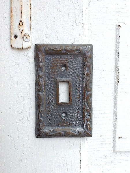 Metal Wall Decor, Light Switch Cover, Old Stone Gray, Shabby Chic Iron, Lighting , Concrete , Modern Decor, STYLE 104