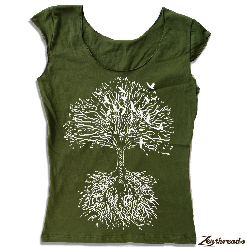 Womens ROOTS Tree Scoop Neck Tee - american apparel T Shirt S M L XL (4 Color Options)