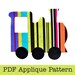 Train Applique Template, Transport, DIY, Children, PDF Pattern by Angel Lea Designs, Instant Download Digital Pattern