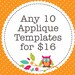 Any 10 Applique Templates, You Choose Designs, Multiple Purchase Discount. PDF Patterns by Angel Lea Designs