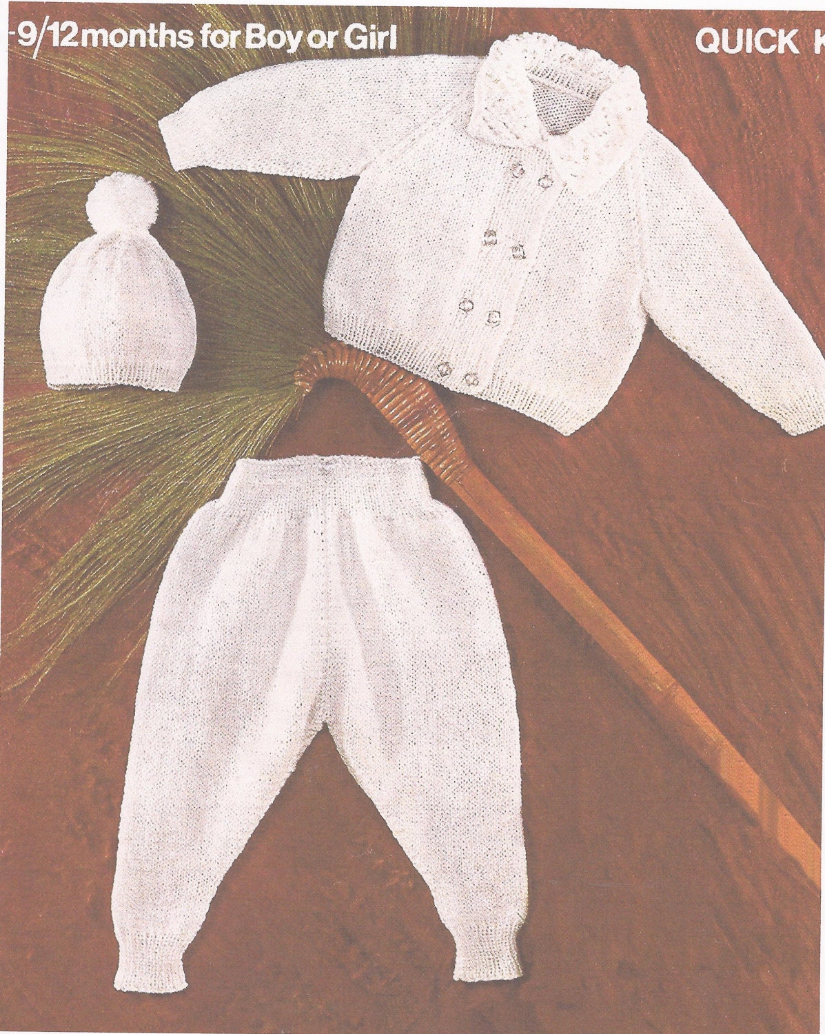 Baby Knitted Collared Jacket, Leggins and Bonnet 20-21" Knitting Pattern PDF (SD170)