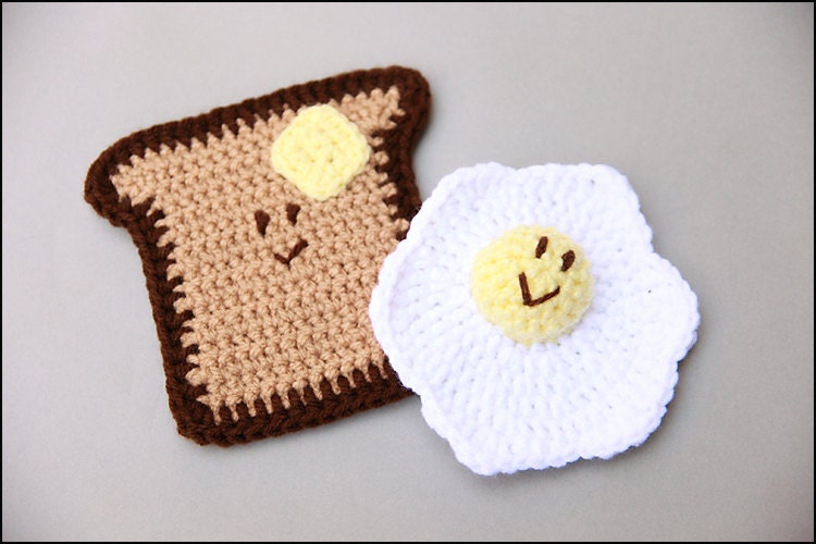 Crochet Play Food toast and egg breakfast,  The Most Important Meal of The Day