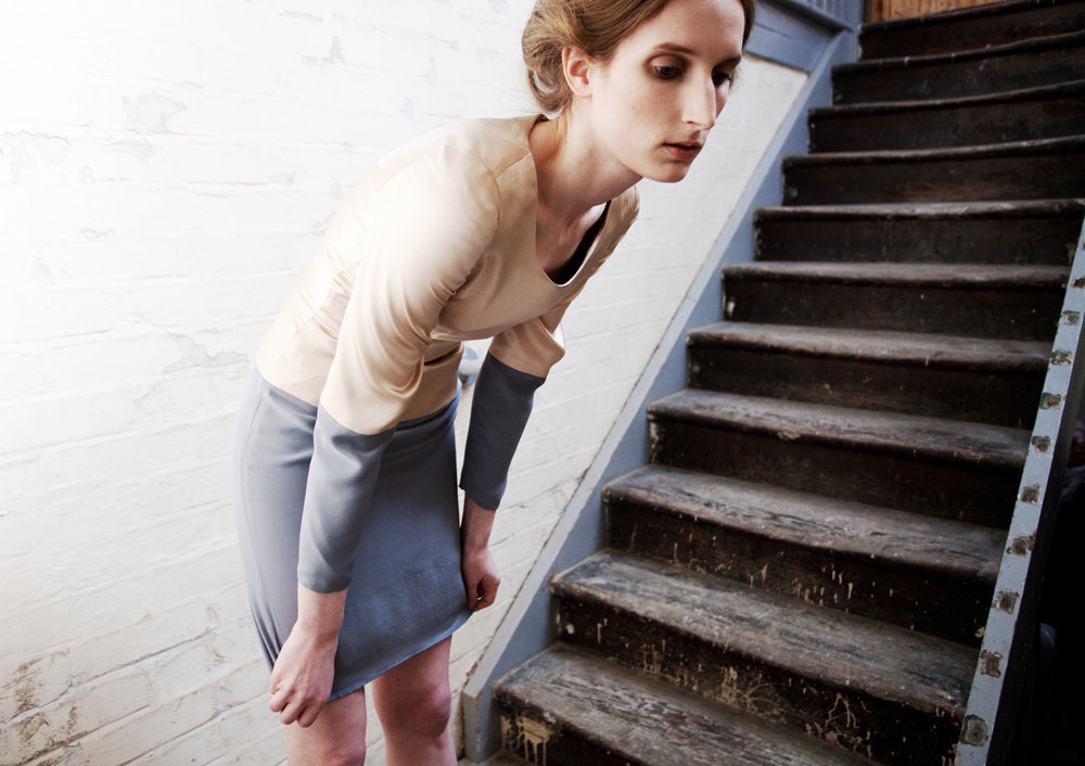 SAMPLE SALE Alice Pink and Blue Long Sleeved Colour Block Dress