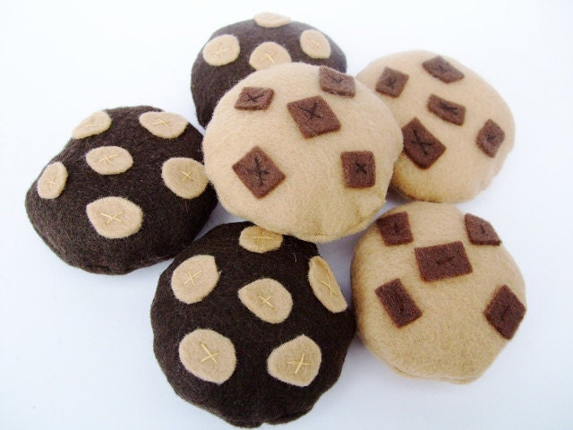Felt Cookies for Pretend, Tea Time, Pretend Kitchen food, Children, Doll Food, Reduced Price