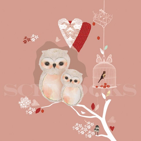 Children Owl Art Print - Love Nest