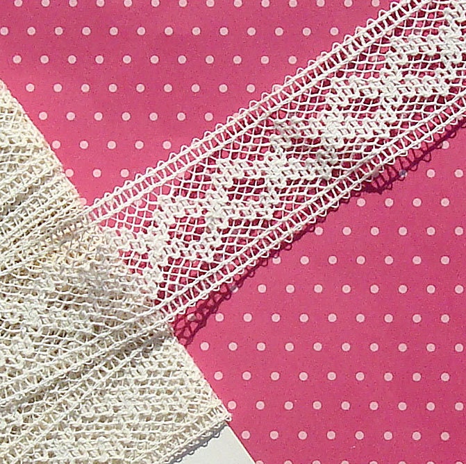 Vintage Lace Trim Antique Lace Insertion Lace Cotton Geometric