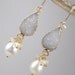 Bridal Druzy Earrings White Druzy Earrings Pearl Raw Crystal Dangle Earrings Diamond Chip Luxury Wedding Jewelry Fashion