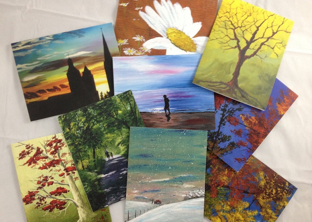 Set of 10 Blank Notecards with Envelopes - Mix and Match