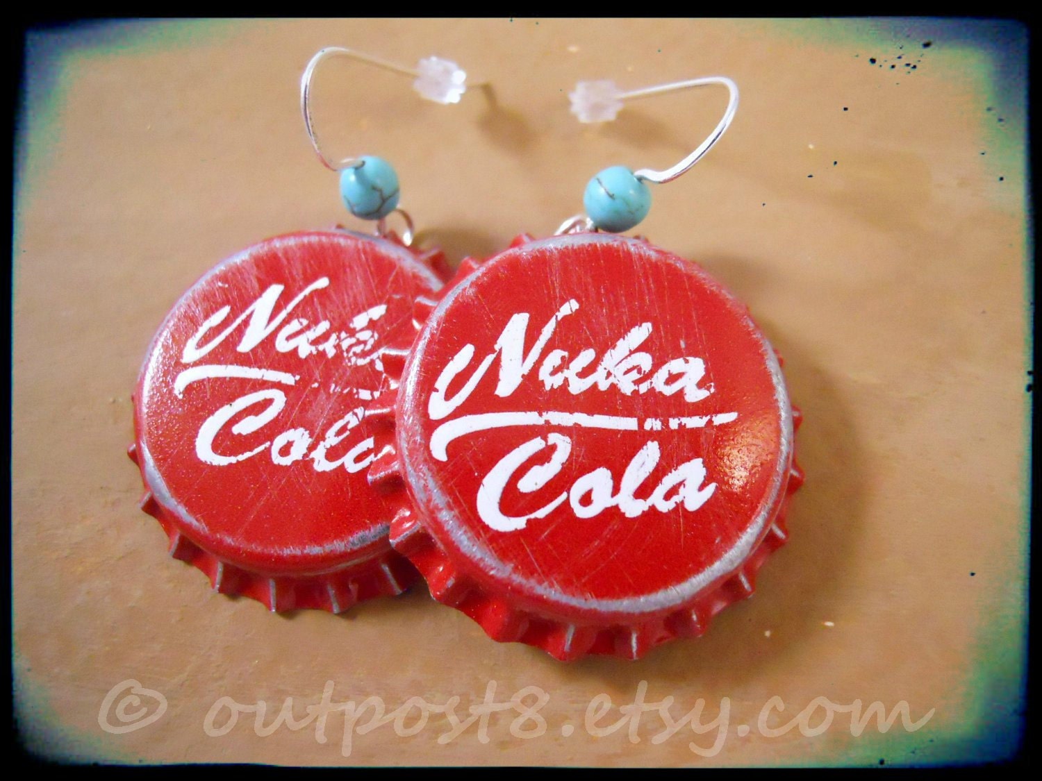 SALE Fallout inspired Nuka Cola Classic bottle cap earrings. The originals.
