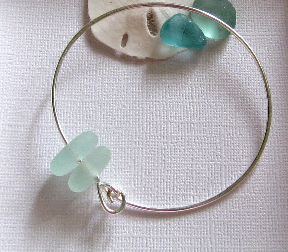 Seaglass Bangle Knot Beach Bracelet