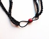 Black Sparkle Hippie HEADBAND - Elastic, Wood Bead, Fashion, Crochet, Accessory, Funky, Two Strand, Double, Athletics, Athlete, Yarnival.