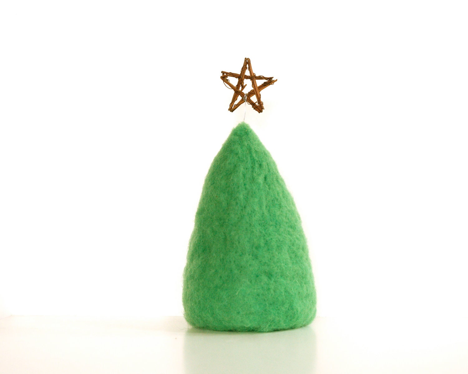 Needle Felted Christmas Tree, Enchanting Holiday Decorating Home Decor, Christmas Star, Green