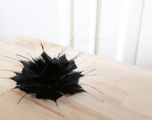 Handmade Feather Flower Brooch / Hair clip / fascinator in Black WINTER GARDEN