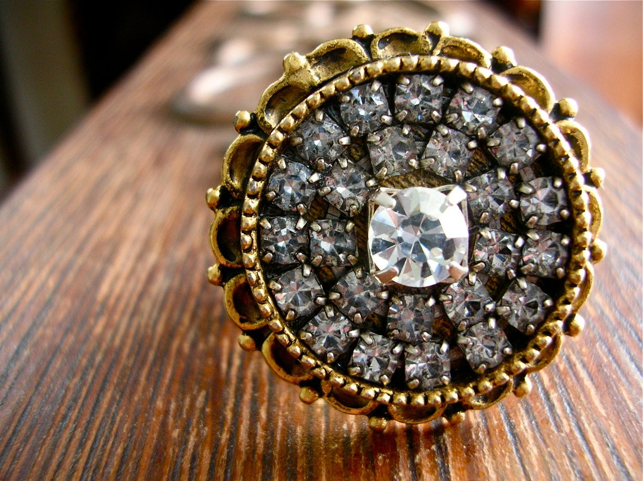 Sparkle this Season Statement Rhinestone Ring in Antiqued Gold or Antiqued Silver