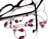 Beaded Eyeglass Necklace, Reading Glasses Chain, Glasses Holder, Stylish Eyewear, Glasses Leash, Raspberry, Pink, TJBdesigns