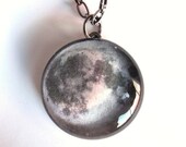 Full Moon Glass Pendant with Chain