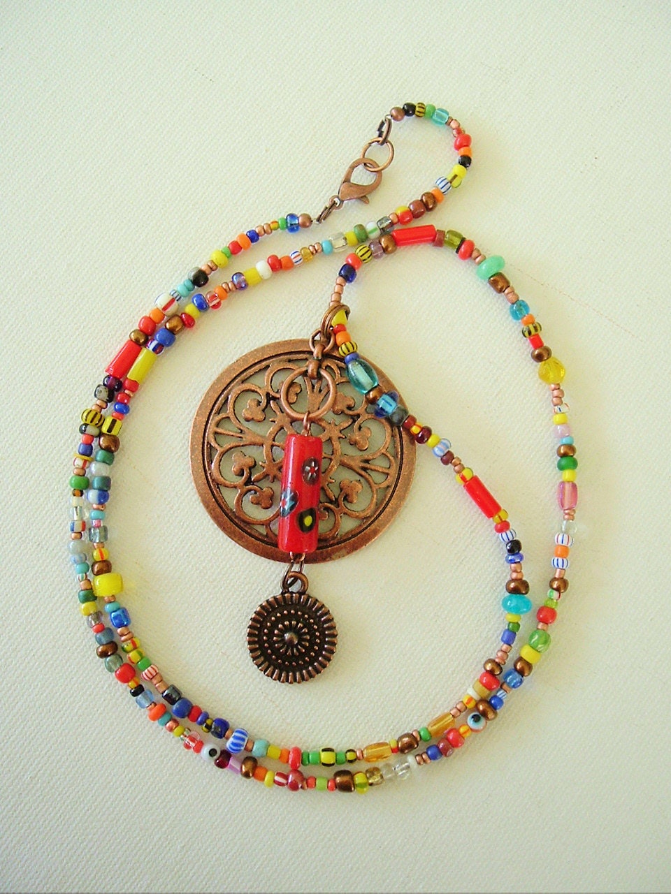 Boho Necklace, Bohemian Jewelry, Colorful Jewelry, Hippie, Long Beaded Necklace