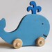 Wooden Whale Push Toy- Waldorf Dinosaur- Eco-friendly Beach