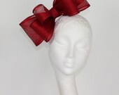 Dark Red Fascinator Kentucky Derby or Wedding Hat
