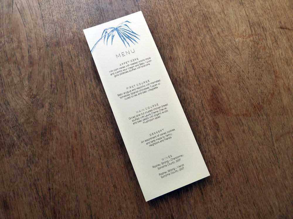 Printable Wedding Menu - Palma