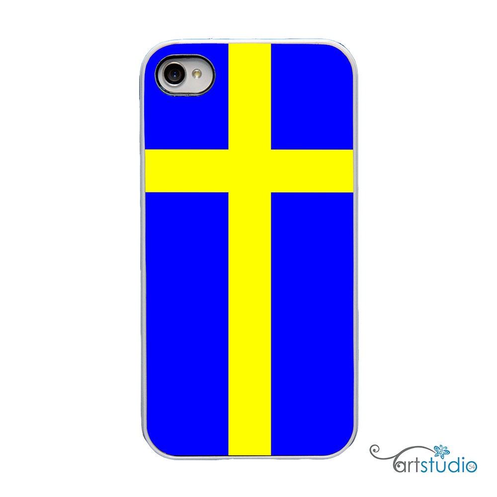 Swedish Sweden Yellow Blue Flag White or Black iPhone Case - IPhone 4, 4s or 5 Hard Cover - Fun Bright Art Unique Trendy  - artstudio54