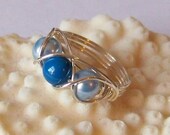 Swarovski Pearl and Sterling Silver Wire Wrapped Ring - Wide Band Wrap Cocktail Ring - Choose Your Color - Made to Order