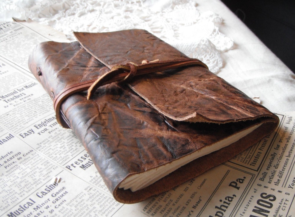Crinkled Wrap Journal - rugged leather writing book