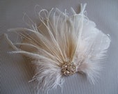 Bridal Hair Clip Bridal Feather Fascinator, Feather Hair Piece, Wedding Hair Accessory, ivory hair clip