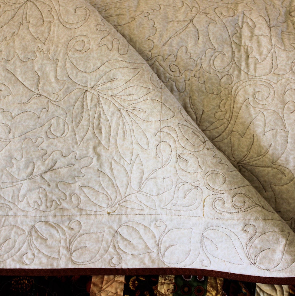 Autumn Leaves Lap Quilt or Sofa Throw in Brown, Rust and Green