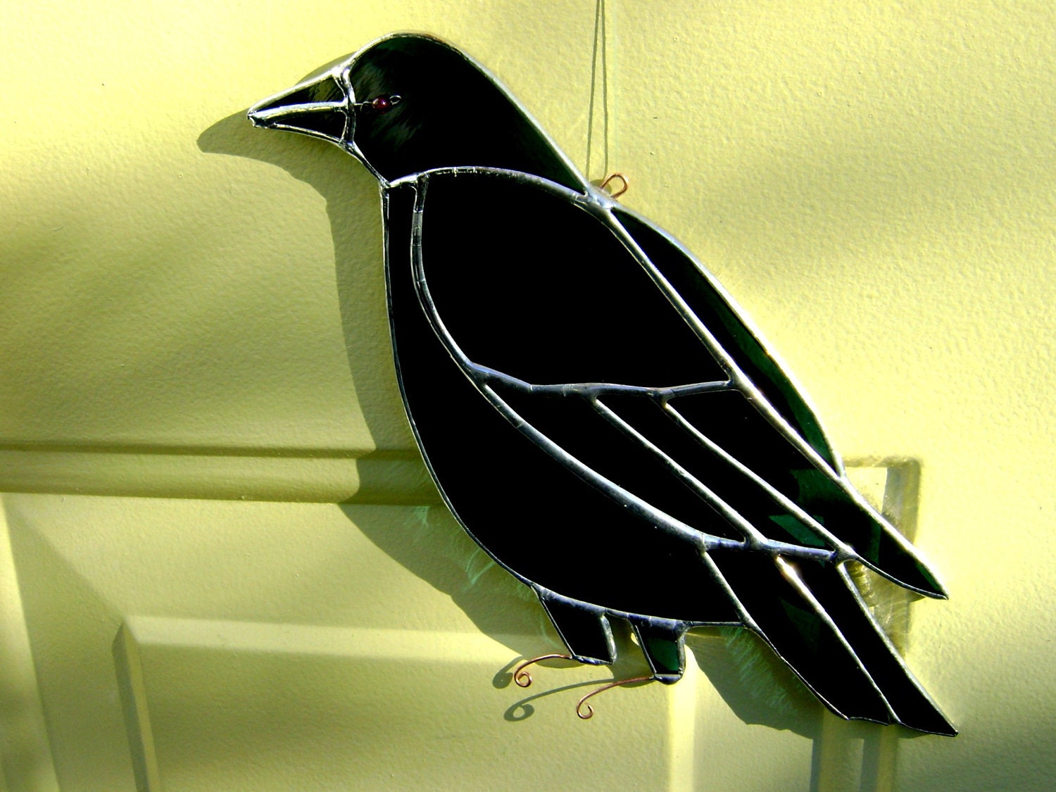Crow Raven Stained Glass Suncatcher Valentines Mothers Day Pagan Easter Christmas Equinox Spring Never More Poe Wedding Housewarming