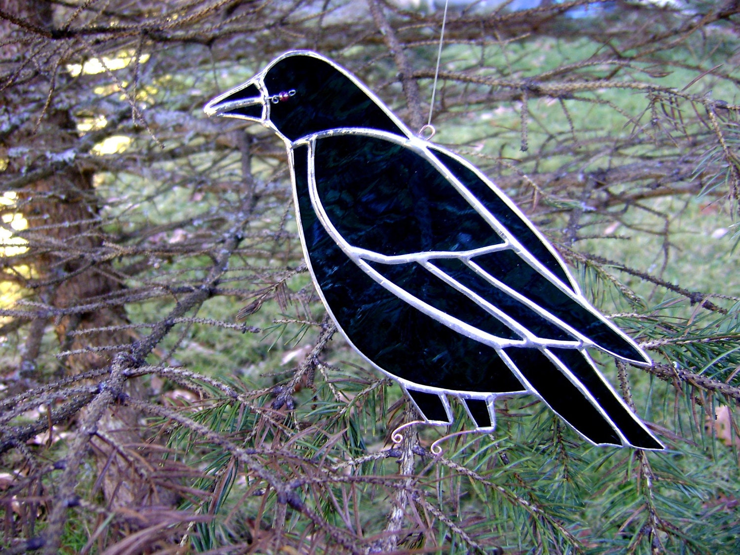 Crow Raven Stained Glass Suncatcher Valentines Mothers Day Pagan Easter Christmas Equinox Spring Never More Poe Wedding Housewarming