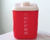 Lustro Ware Red and White Plastic Coffee Canister