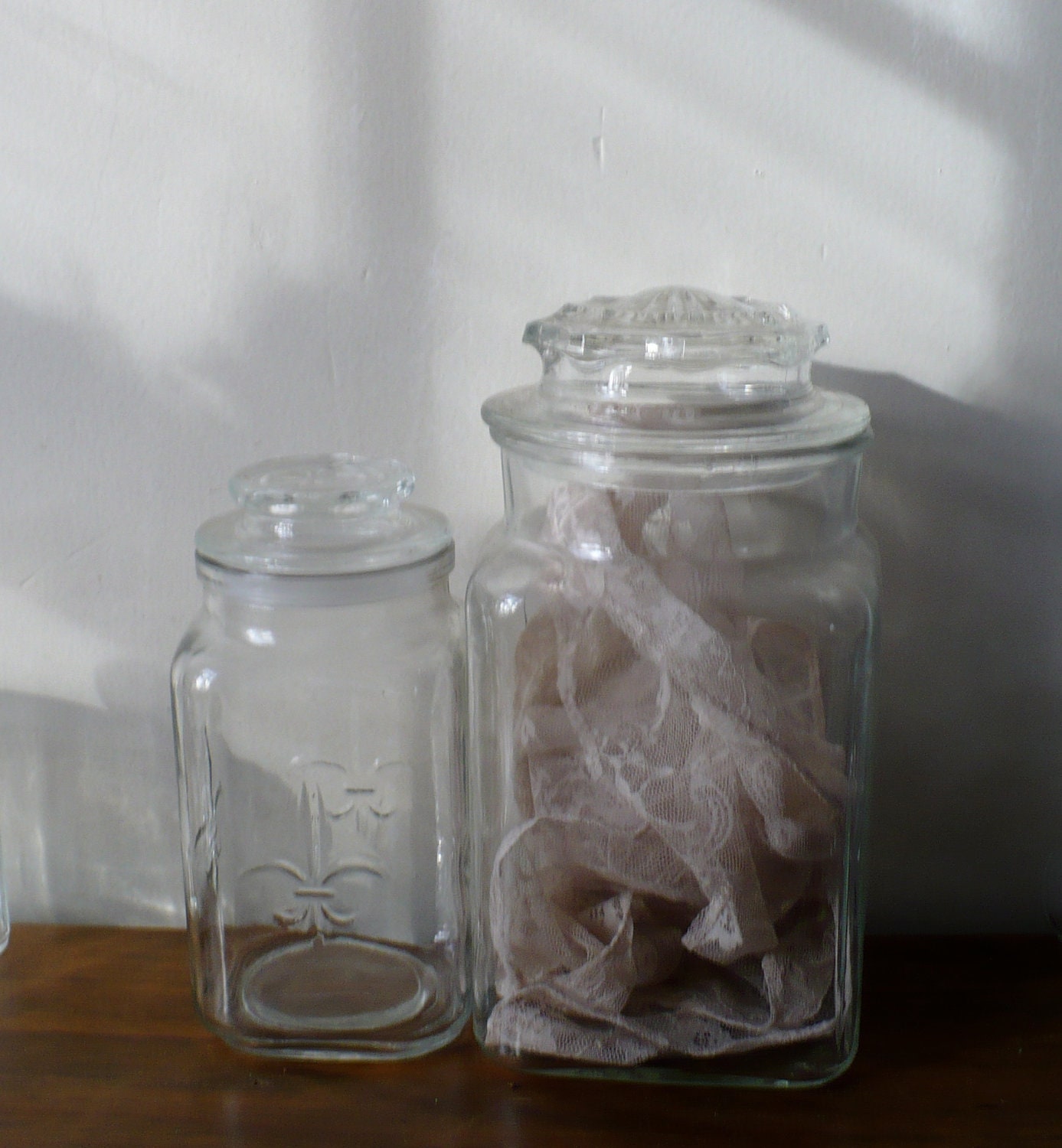 Two Vintage Glass Storage Jars